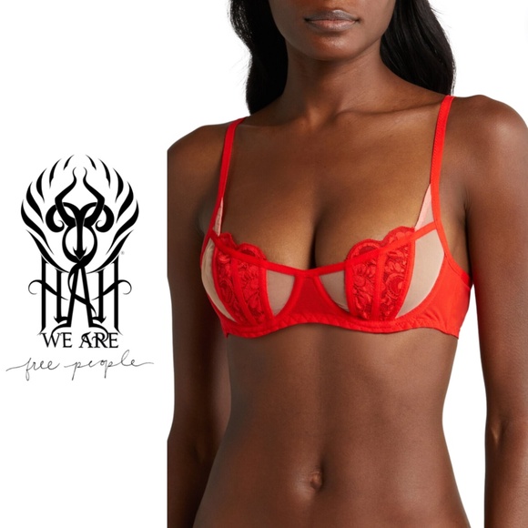 We Are HAH Free People Caged Up Underwire Bra - Blood Orange - C 30-38 - Picture 1 of 11